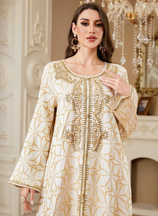 Take Two Women Textured Faux Pearl Detail Jalabiya - Image 4